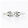 Image 4 : Antique Art Deco Platinum 0.32 ctw Cushiony Round Diamond Solitaire Petite Ring