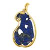 Image 2 : Vintage 18k Gold Large Carved & Pierced Blue Lapis Lazuli Polished Frame Pendant