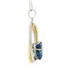 Image 5 : 14K TT Gold Interlocking Braided & Polished Circle Blue Topaz Pendant w/ Chain