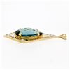 Image 4 : Large 14k Yellow Gold Tear Drop London Blue Topaz & Round Diamond Kite Pendant