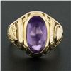 Image 2 : Collectible Antique 14k Yellow Gold Oval Bezel Set Amethyst Detailed Class Ring