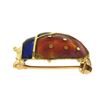 Image 4 : Vintage 14K Yellow Gold Red Green Blue Enamel Textured Domed Ladybug Brooch Pin