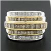 Image 2 : 14k TT Gold 3.90 ctw Fancy Brown & White Diamond Channel Set 5 Row Wide Band Rin