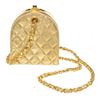 Image 1 : Chanel Vintage Gold Metallic Quilted Leather Frame Mini Clutch Bag