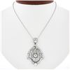 Image 1 : Antique Belle Epoque Platinum European Diamond Flared Pendant & 18k Gold Chain