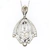 Image 6 : Antique Belle Epoque Platinum European Diamond Flared Pendant & 18k Gold Chain
