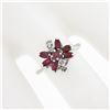 Image 3 : Vintage 14K White Gold 0.80 ctw Ruby & Diamond Petite Tiered Spray Cluster Ring