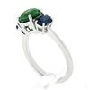 Image 9 : Platinum 2.89 ctw GIA Round Green Tsavorite & Oval Sapphire Three 3 Stone Ring