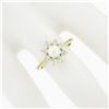 Image 3 : NEW Classic 18k Yellow Gold 5.25mm Pearl .40 ctw Round Diamond Flower Cluster Ri