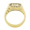 Image 8 : Mens 14k Yellow Gold 1.13 ctw Bezel Oval & Square Halo Diamond Ribbed Shank Ring