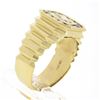 Image 9 : Mens 14k Yellow Gold 1.13 ctw Bezel Oval & Square Halo Diamond Ribbed Shank Ring