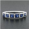 Image 2 : NEW Platinum 1.18 ctw Square Step Cut Sapphire Bezel Set Stack Wedding Band Ring