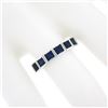 Image 3 : NEW Platinum 1.18 ctw Square Step Cut Sapphire Bezel Set Stack Wedding Band Ring