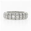 Image 6 : Vintage Platinum 1.30 ctw Diamond Domed Open Work & Milgrain Eternity Band Ring