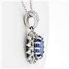 Image 3 : New 14k White Gold 2.59 ctw Oval Tanzanite & Diamond Dual Halo Pendant w/ Chain