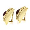 Image 4 : 18k Gold Oval Cabochon Ruby & Diamond Twisted Wire Dual Finish Clip On Earrings