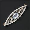 Image 2 : Antique Krementz Art Nouveau 14k Gold 1.25 ctw Aquamarine & Pearl Open Brooch Pi