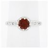 Vintage 18k White Gold.93 ctw Round Prong Garnet Solitaire & Diamond Accents Rin