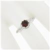 Image 3 : Vintage 18k White Gold.93 ctw Round Prong Garnet Solitaire & Diamond Accents Rin