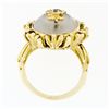 Image 8 : Vintage 18k Gold Oval Cut Frosted Quartz Rock Crystal Diamond & Sapphire Ring