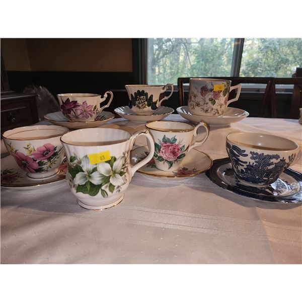 7 Bone China Tea Cups