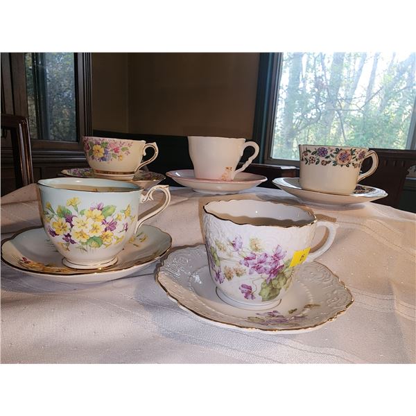5 Bone China Tea Cups