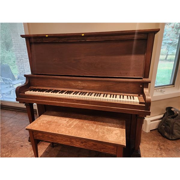 1896 Grand Upright Heintzman & Co. Piano (55" H x 55" L x 28")