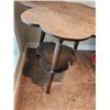 Image 3 : Antique Clawfoot Cloverleaf Wooden Side Table & Wall Shelf ((28 3/4" H x 26" diameter)