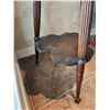 Image 4 : Antique Clawfoot Cloverleaf Wooden Side Table & Wall Shelf ((28 3/4" H x 26" diameter)