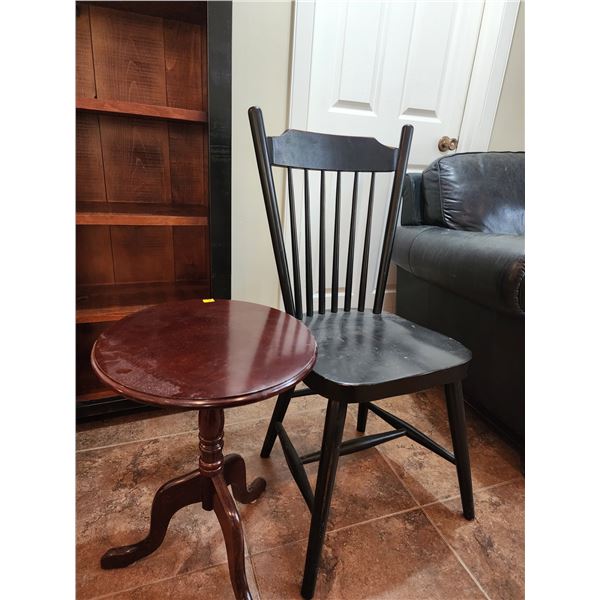 Antique Kitchen Chair & Bombay Company Tea Table (22" H x 14" Diameter)