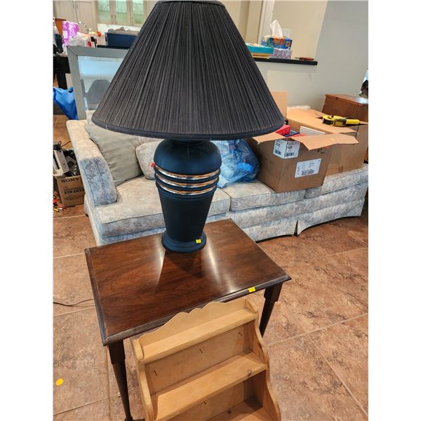 Side Table w/ Lamp & Shelf