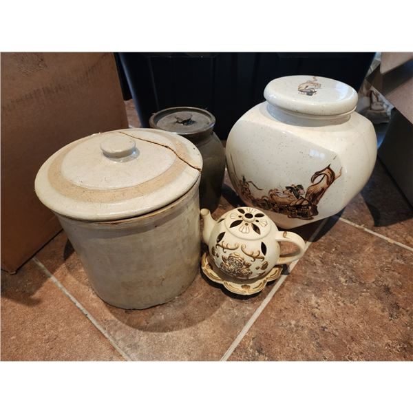Antique Porcelain Collection w/ Crock