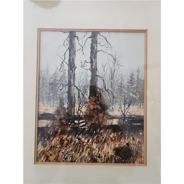 Watercolor of Forest Scene by M. Jackobowicz (17"L, 15"W)