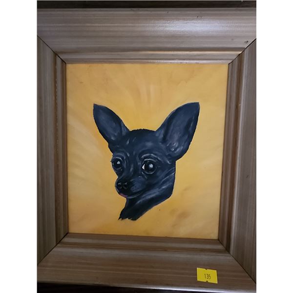 Chiuahua Painting in Frame (12"L, 11"W)