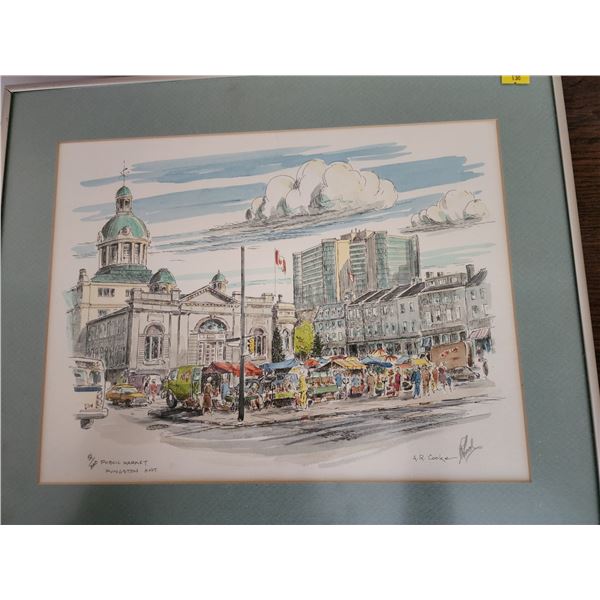 Numbered Pen Print of Kingston, ON Market (51/ 200) by A.R. Cooke (19"W, 15"L)