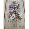 Image 5 : Lot of 3 Paintings by L. Hetherington, 2X Flowers (23"L, 15"W), Cabin (16"W, 14"L)