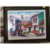 Image 1 : Puerto Vallarta Drawing Framed in Glass (16"W, 13"L)