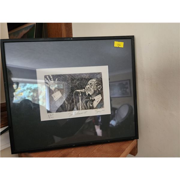 Numbered Print (83/ 300) Framed in Glass "Satchmo Number 2" by Sage (12"W, 10"L)