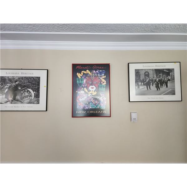 Set of 3 Posters, Louisiana Heritage Posters X2 (25"W, 19"L), Mardi Gras Poster (26"L, 19"W)