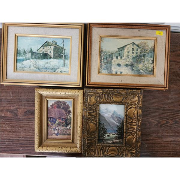 Group of Mini Decorative Framed Art X4 (10"W, 8"L)