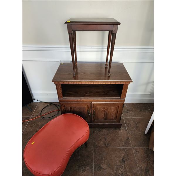 Set of Tables and Vintage Stool (Stand on Wheels 30"W, 30"L, 17"D)