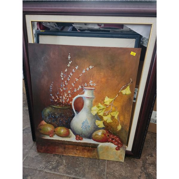 Oil on Board by Cliff Brown (24"L, 20"W) and 2 frames (Grey 26"L, 22"W, Brown 31"L, 27"W)