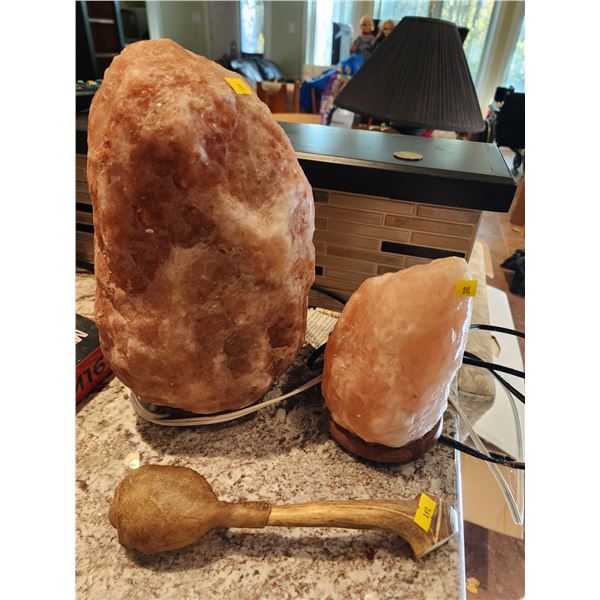 Himalayan Salt Lamps X2 (Large 12") and Shaman Antler Rattle