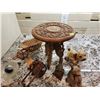 Image 1 : Mini Hand-Carved Ivory Inlaid Table (10"T) and Miscellaneous Vintage Decor