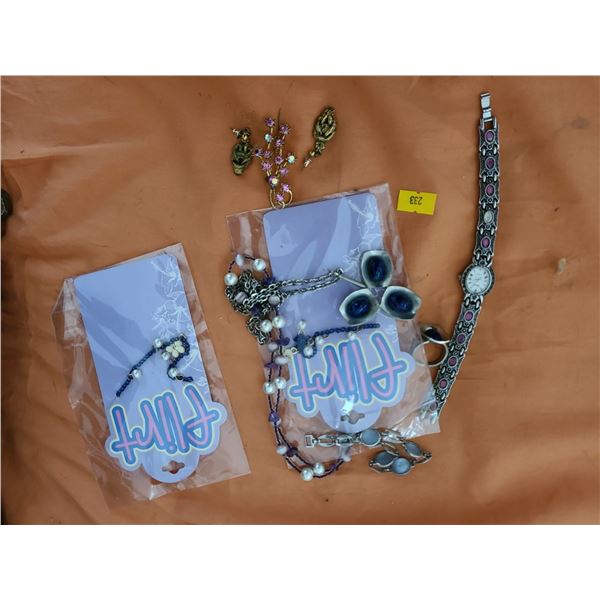 Treasure Trove of Costume Jewelry (Blue Stone Set Necklace and Ring)10