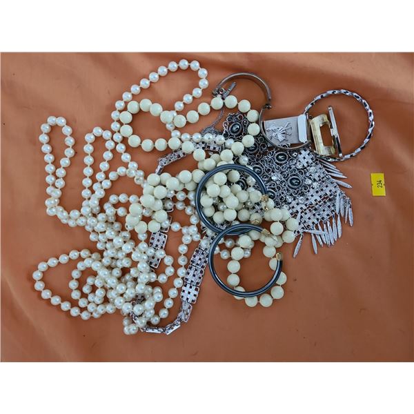 Treasure Trove of Costume Jewelry (White Beads)
