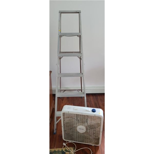 Aluminum 5 Step Ladder  (70"T) and Box Fan