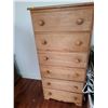 Image 1 : Light-Colored Wooden 6 Drawer Dresser (52"T, 25"W, 17"D)