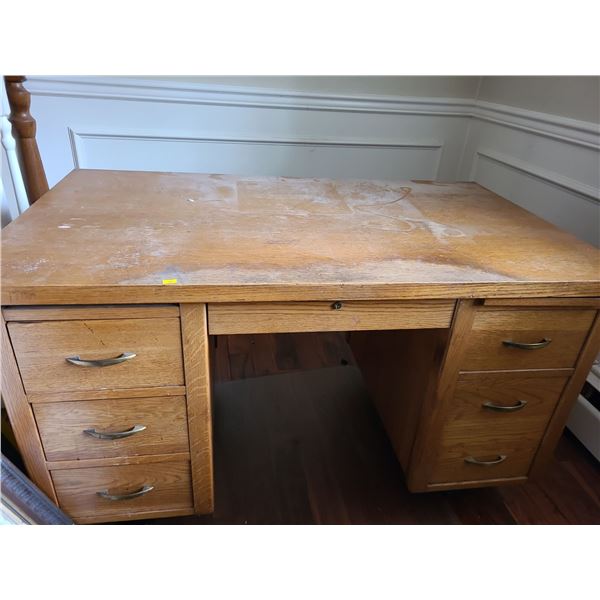 Prestonia Solid Wood Executive Desk (50"W, 30"D, 29"T) 7 Drawers