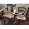 Image 1 : Vintage Wooden Chairs (H.Krug Caster Chair 33"T, 16"W, 15"D) and Desk Chair (34"T, 22"W, 20"D)